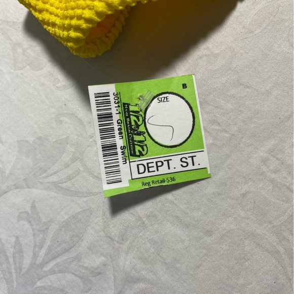 Bikini Bottoms Textured Scrunch Butt Cheeky Low Rise Ribbed Crinkle Neon Yellow - Picture 5 of 10